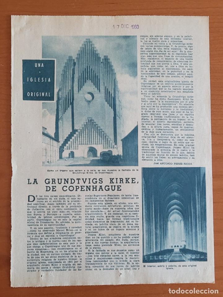 Coleccionismo de Revistas y Peri&oacute;dicos: Recorte ABC 17-12-60 Grundtvigs Kirke, Copenhague. Una iglesia original por Jos&eacute; Antonio P&eacute;rez-Rioja