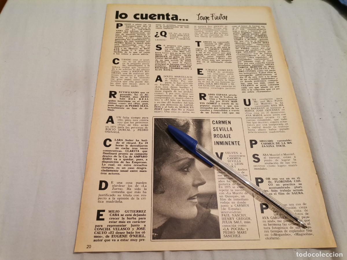 Coleccionismo de Revistas y Peri&oacute;dicos: CARMEN SEVILLA RECORTE REVISTA 1975