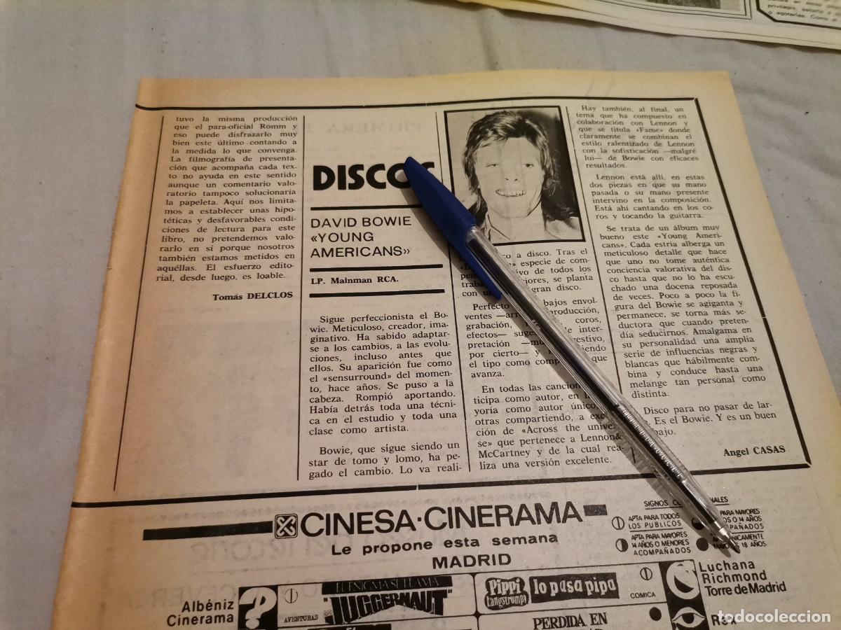 Coleccionismo de revistas y peri&oacute;dicos: DAVID BOWIE RECORTE REVISTA 1975