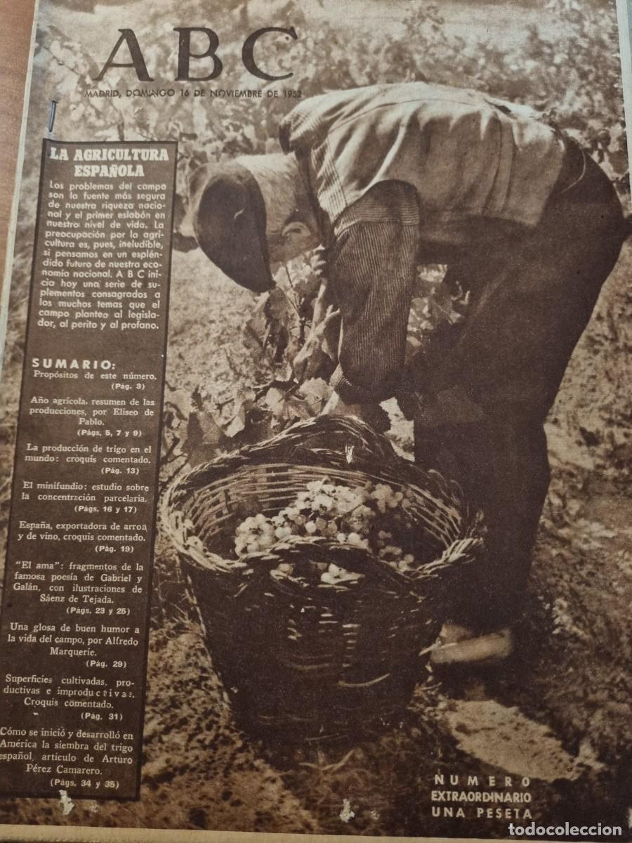 Coleccionismo de Revistas y Peri&oacute;dicos: ABC. MADRID, 16 NOVIEMBRE 1952. N&deg; 14572. LA AGRICULTURA ESPA&Ntilde;OLA. LEER.