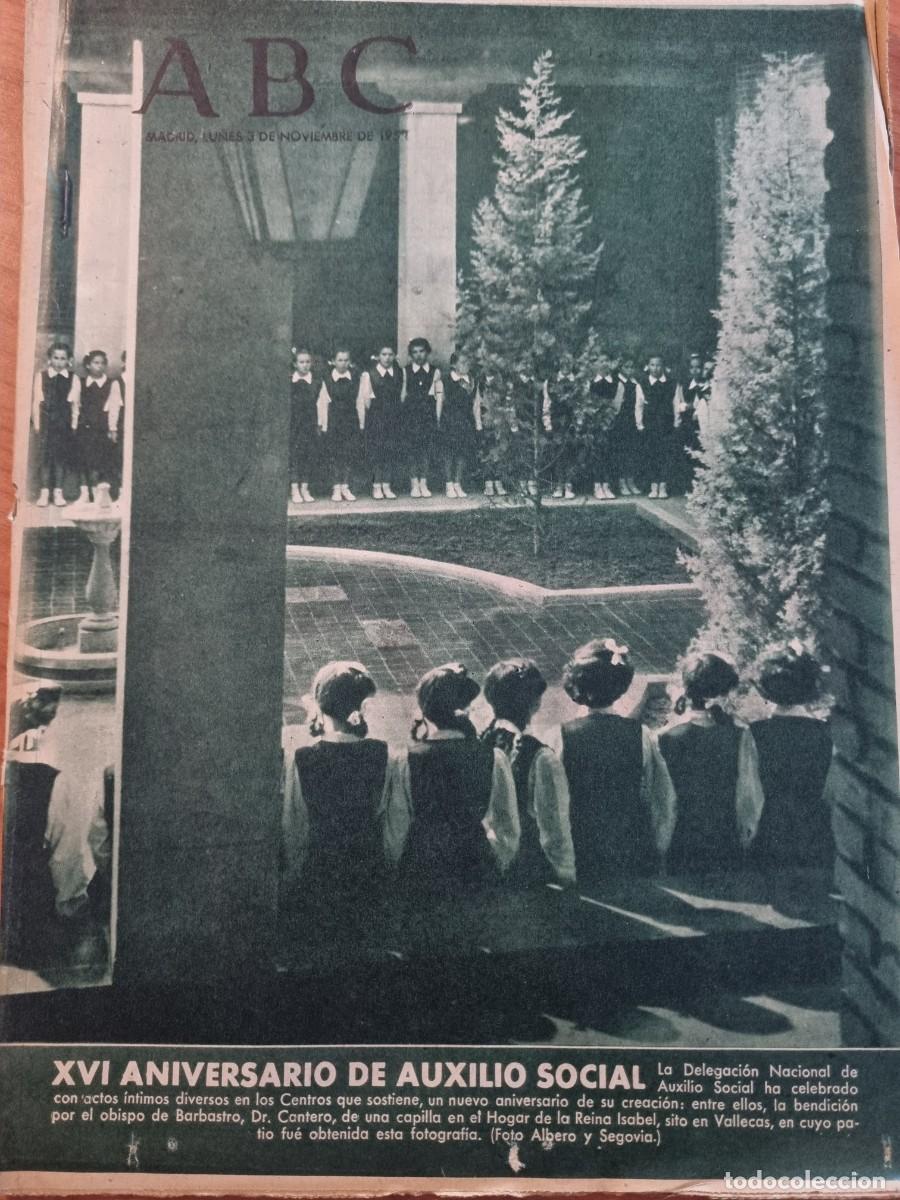 Coleccionismo de Revistas y Peri&oacute;dicos: ABC. MADRID, 3 NOVIEMBRE 1952. N&deg; 14560. XVI ANIVERSARIO DE AUXILIO SOCIAL. LEER.