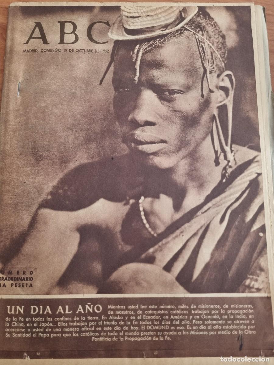 Coleccionismo de revistas y peri&oacute;dicos: ABC. MADRID, 19 OCTUBRE 1952. N&deg; 14548. UN DIA AL A&Ntilde;O, EL DOMUND. LEER.