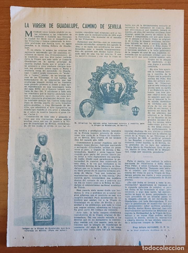 Coleccionismo de Revistas y Peri&oacute;dicos: Recorte ABC La Virgen de Guadupe camino de Sevilla