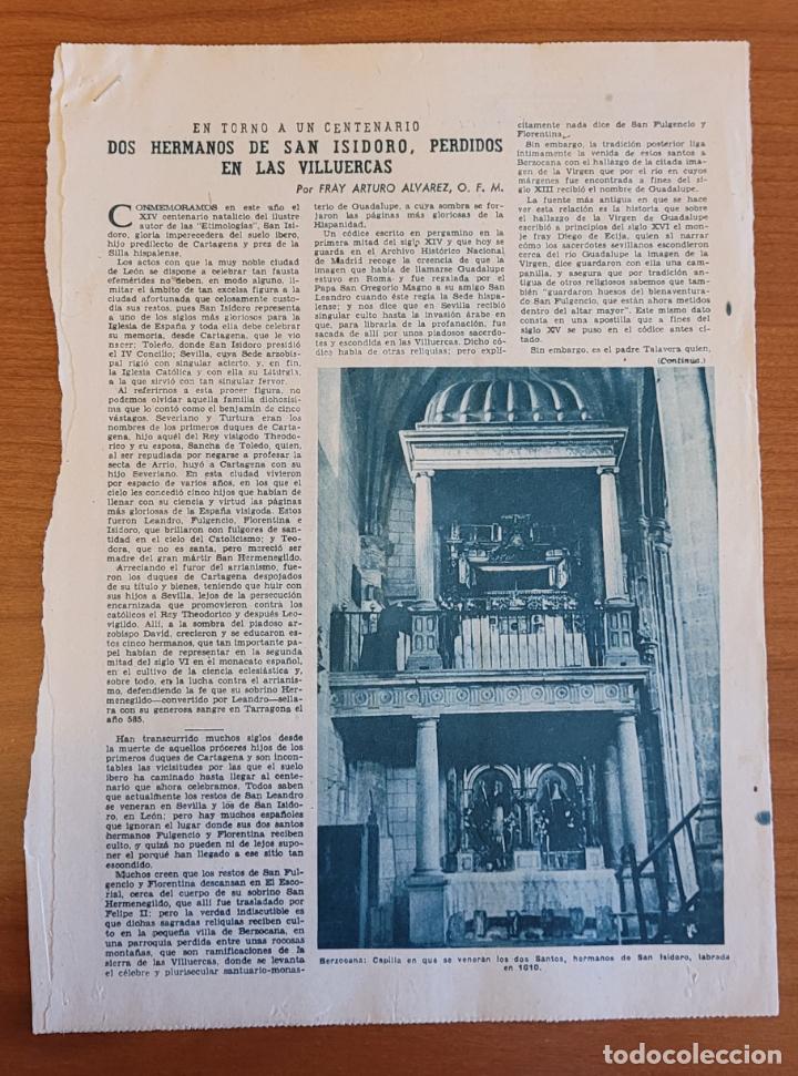 Coleccionismo de Revistas y Peri&oacute;dicos: Recortes ABC tumba de dos hermanos de San Isidoro, San Fulgencio y Santa Florentina