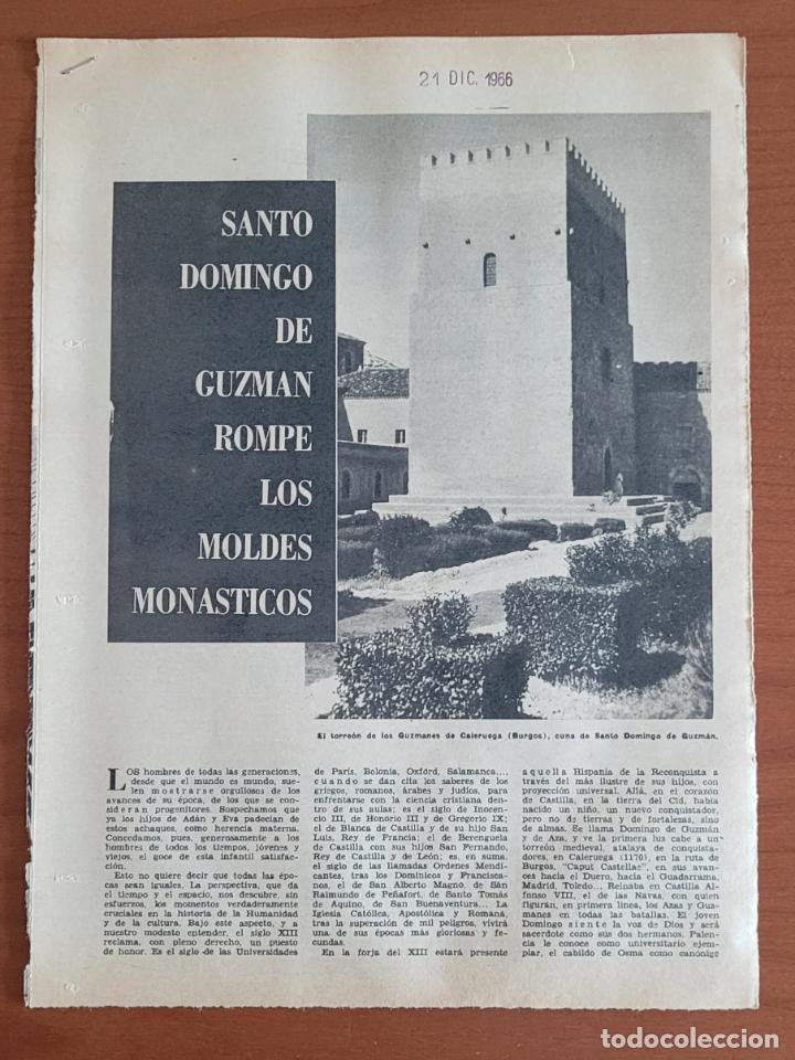 Coleccionismo de Revistas y Peri&oacute;dicos: Recortes ABC 21-12-66 Santo Domingo de Guzm&aacute;n. Caleruega (Burgos)