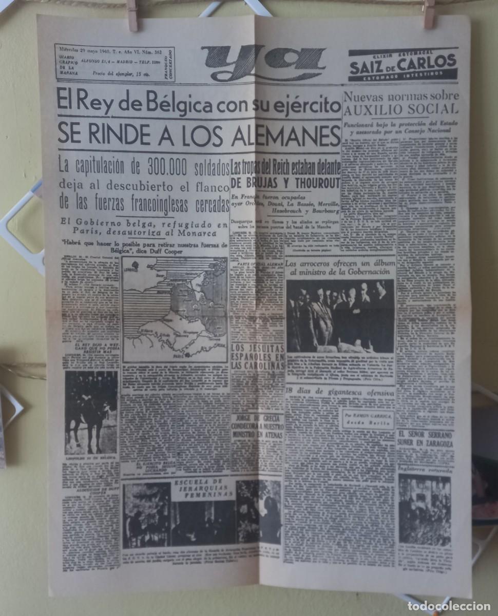 Coleccionismo de Revistas y Peri&oacute;dicos: DIARIO YA, ANVERSO: 29 MAYO 1940, REVERSO: 15 MAYO 1940 (FACS&Iacute;MIL)