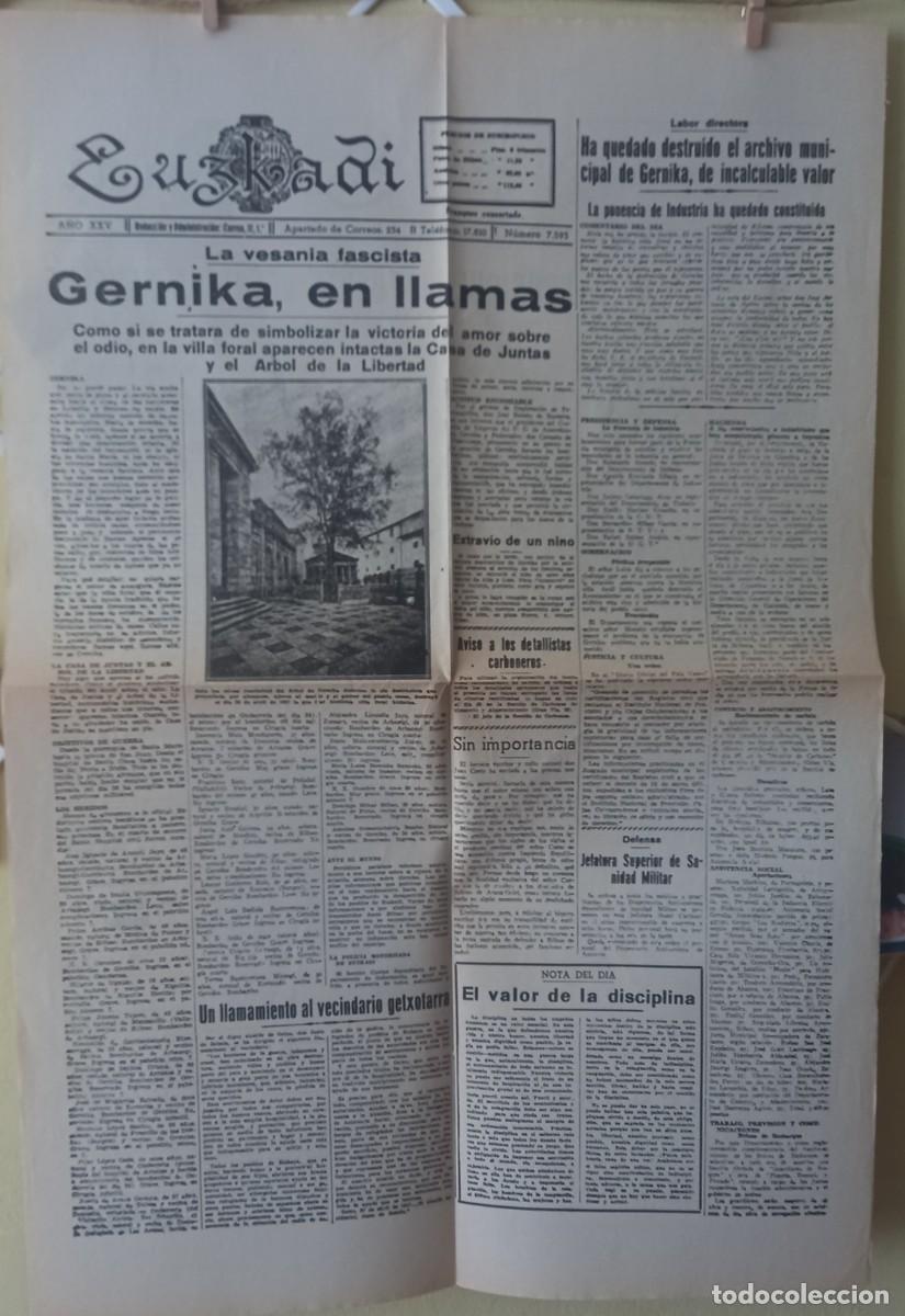 Coleccionismo de Revistas y Peri&oacute;dicos: DIARIO EUZKADI ANVERSO: 28 ABRIL 1937, REVERSO: 27 ABRIL 1937 (FACS&Iacute;MIL)
