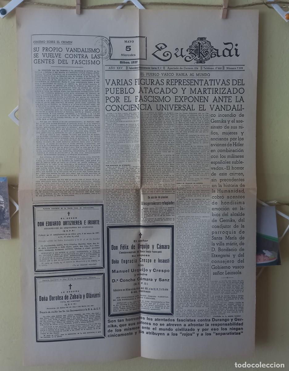 Coleccionismo de Revistas y Peri&oacute;dicos: DIARIO EUZKADI (ANVERSO): 5 MAYO 1937, EUZKADI ROJA (REVERSO) (FACS&Iacute;MIL)