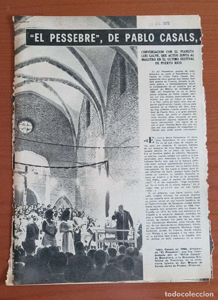 Coleccionismo de Revistas y Peri&oacute;dicos: Recortes ABC 10-12-73 El Pessebre de Pablo Casals