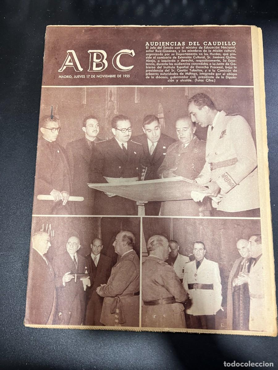 Coleccionismo de Revistas y Peri&oacute;dicos: ABC. NOVIEMBRE 1955. N&ordm; 15505. AUDIENCIAS DEL CAUDILLO CON EL MINISTRO DE EDUCACION NACIONAL. LEER