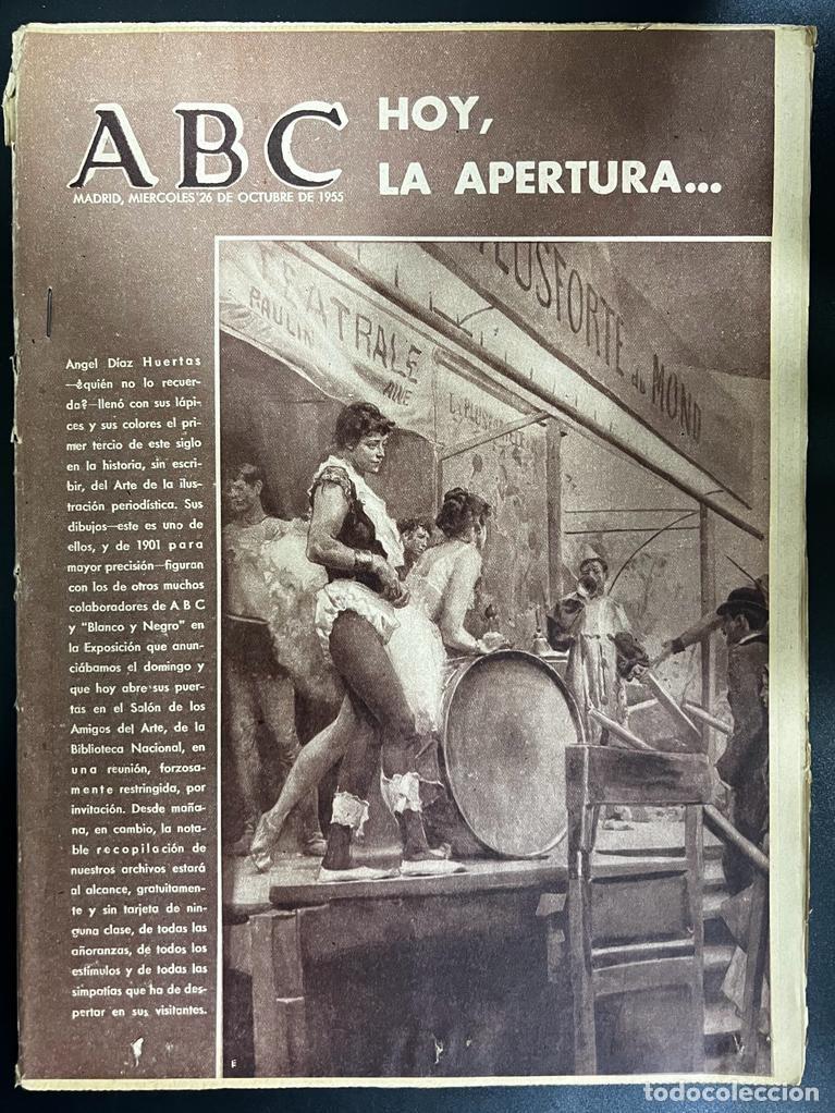 Coleccionismo de Revistas y Peri&oacute;dicos: ABC. OCTUBRE 1955. N&ordm; 15486. LA APERTURA DE LA EXPOSICION EN EL SALON DE LOS AMIGOS DEL ARTE. LEER
