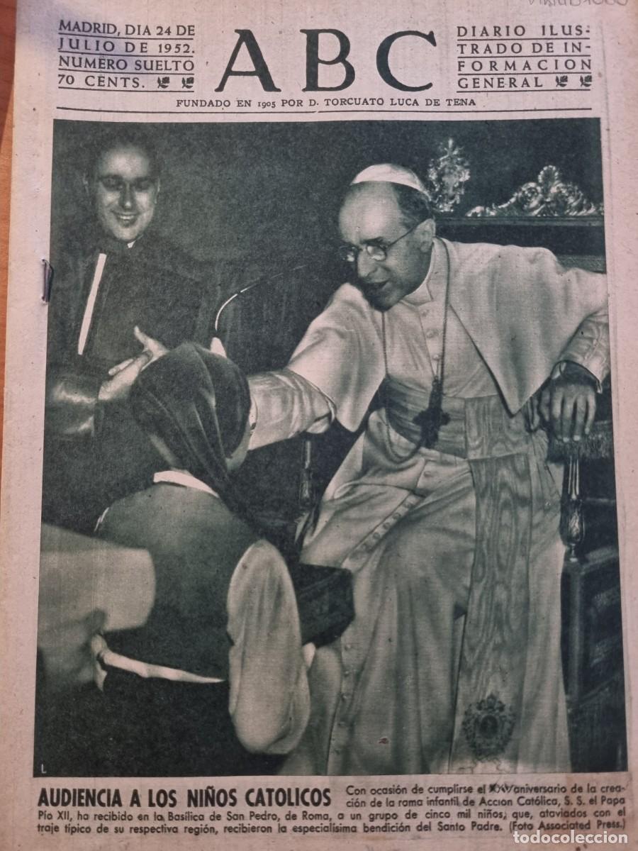 Coleccionismo de Revistas y Peri&oacute;dicos: ABC. MADRID, 24 JULIO 1952. N&deg; 14473. AUDIENCIA A LOS NI&Ntilde;OS CATOLICOS. LEER.