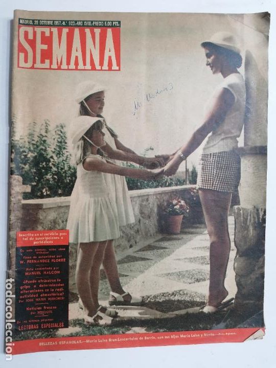 Coleccionismo de Revistas y Peri&oacute;dicos: REVISTA SEMANA N&ordm; 923-A&Ntilde;O XVIII, 29 OCTUBRE 1957, PORTADA BELLEZAS ESPA&Ntilde;OLAS