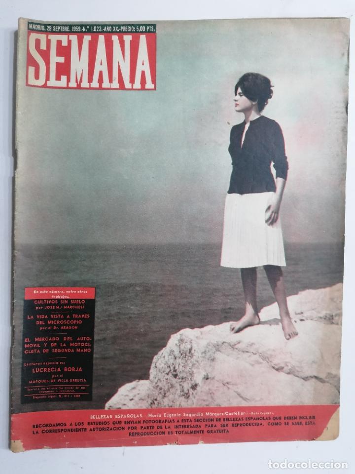 Coleccionismo de Revistas y Peri&oacute;dicos: REVISTA SEMANA N&ordm; 1023-A&Ntilde;O XX, 29 SEPTIEMBRE 1959, PORTADA BELLEZAS ESPA&Ntilde;OLAS
