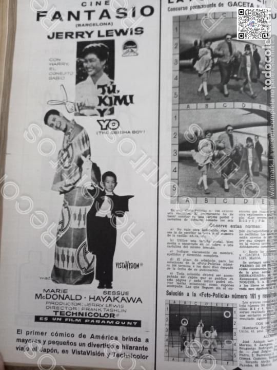 Collectionnisme de Revues et Journaux: 1960 anuncio publicidad tu kimi y yo jerry lewis