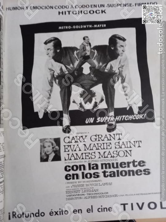 Coleccionismo de revistas y peri&oacute;dicos: 1960 anuncio publicidad cary grant eva marie saint james mason