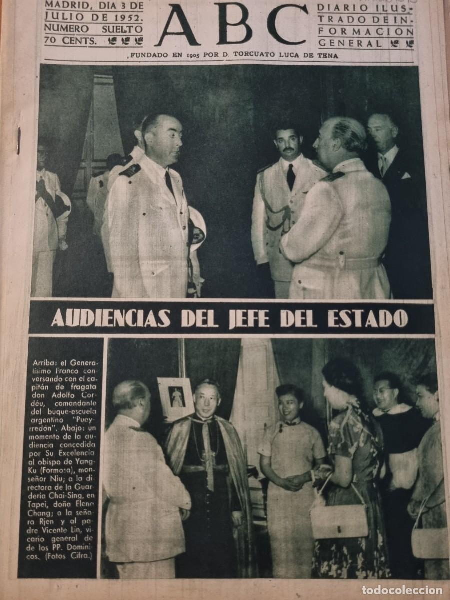 Coleccionismo de Revistas y Peri&oacute;dicos: ABC. MADRID, 3 JULIO 1952. N&deg; 14455. AUDIENCIAS DEL JEFE DEL ESTADO. LEER.