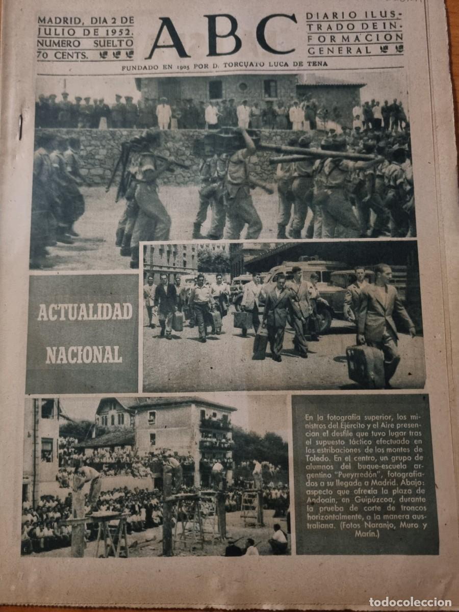 Coleccionismo de Revistas y Peri&oacute;dicos: ABC. MADRID, 2 JULIO 1952. N&deg; 14454. MINISTROS DEL EJERCITO DEL AIRE. LEER.