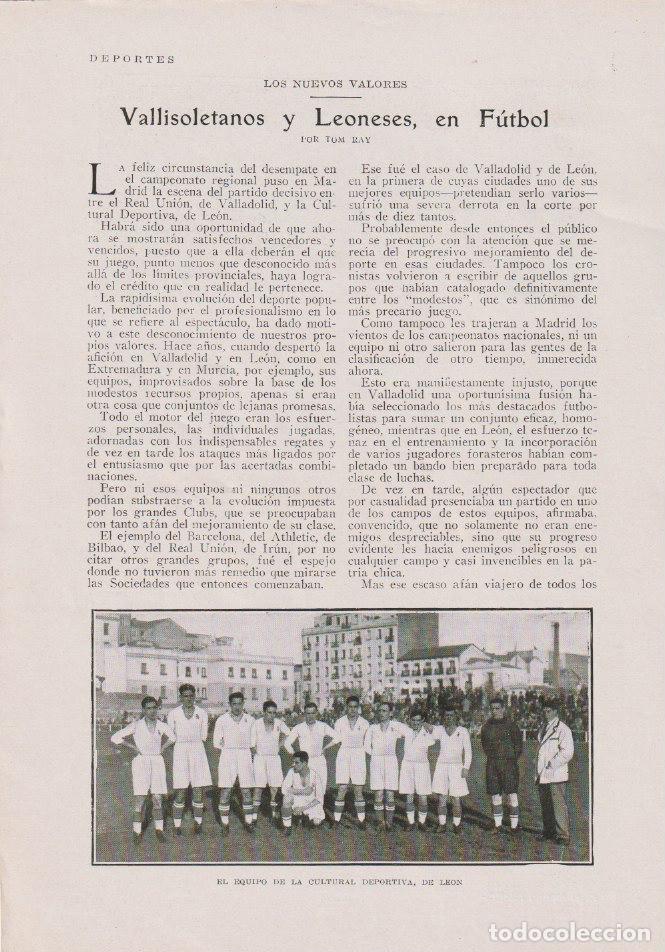 Coleccionismo de Revistas y Peri&oacute;dicos: * F&Uacute;TBOL * Cultural Deportiva de Le&oacute;n, Real Uni&oacute;n de Valladolid / Tom Ray - 1928