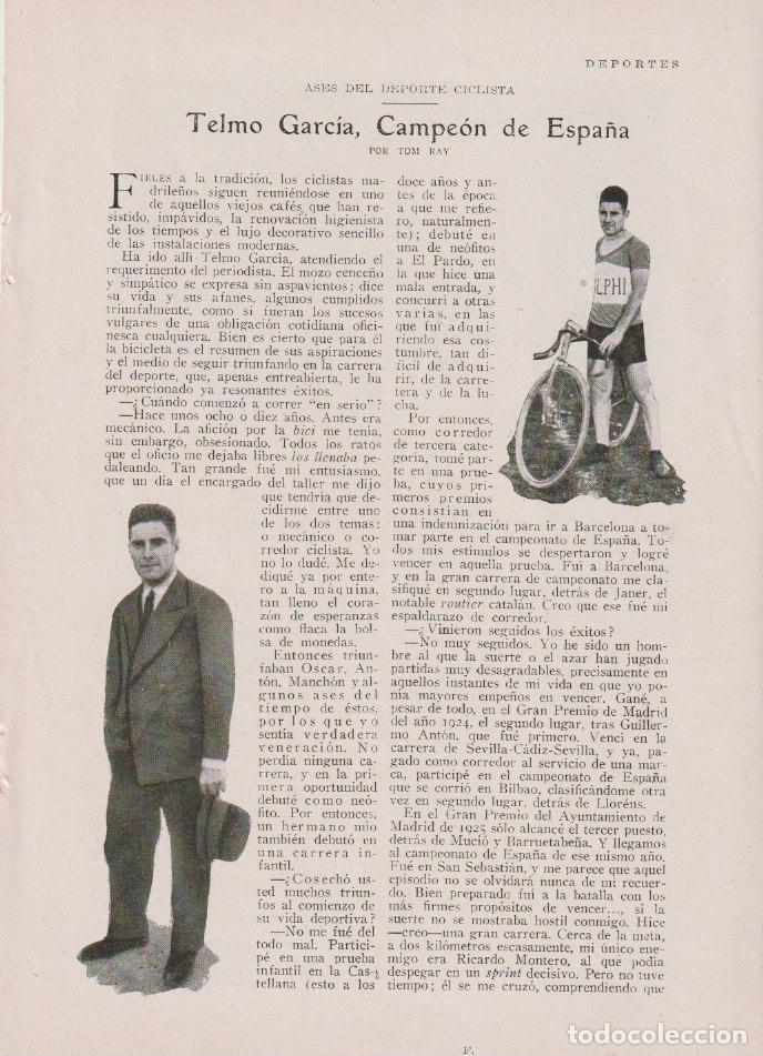 Coleccionismo de Revistas y Peri&oacute;dicos: * CICLISMO * Telmo Garc&iacute;a, campe&oacute;n de Espa&ntilde;a - 1928