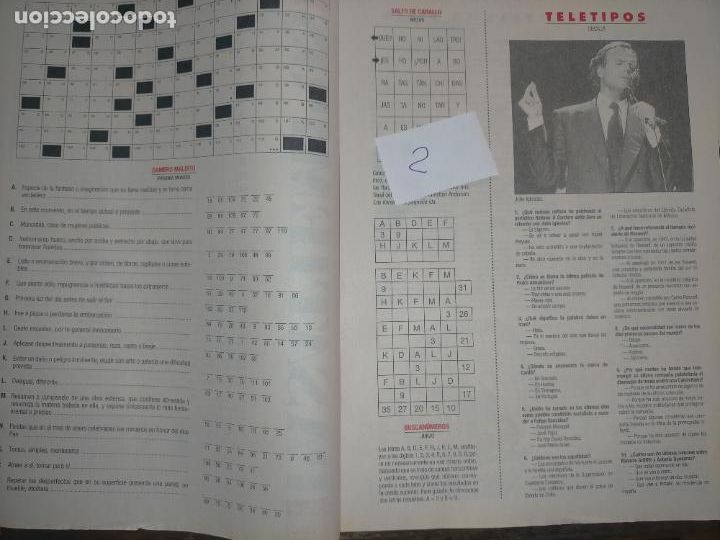 Coleccionismo de Revistas y Peri&oacute;dicos: Julio Iglesias . antiguo suplemento pasatiempos de los a&ntilde;os 90s con imagen famoso