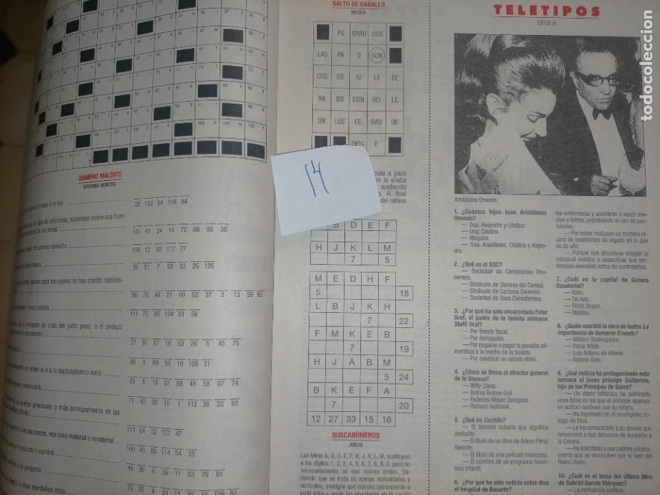 Coleccionismo de revistas y peri&oacute;dicos: Arist&oacute;teles onassis . antiguo suplemento pasatiempos de los a&ntilde;os 90s con famoso