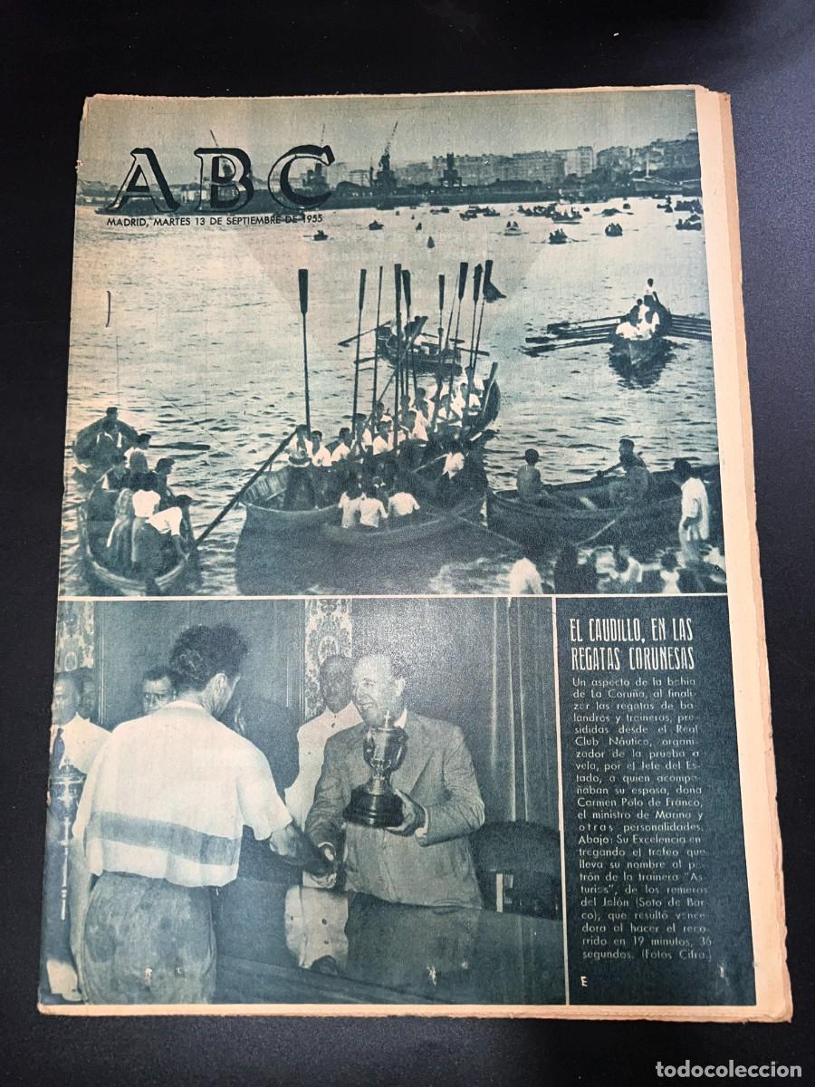 Coleccionismo de Revistas y Peri&oacute;dicos: ABC. SEPTIEMBRE 1955. N&ordm; 15449. EL CAUDILLO, EN LAS REGATAS CORUNESAS. LEER