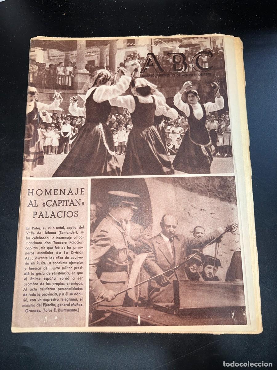 Coleccionismo de revistas y peri&oacute;dicos: ABC. AGOSTO 1955. N&ordm; 15422. HOMENAJE AL CAPITAN PALACIOS. LEER