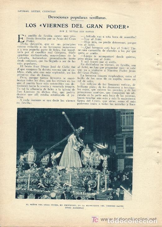 Coleccionismo de Revistas y Peri&oacute;dicos: * SEVILLA * SEMANA SANTA * Los Viernes del Gran Poder / J. Mu&ntilde;oz de San Rom&aacute;n - 1929