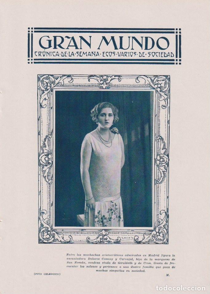 Coleccionismo de revistas y peri&oacute;dicos: Dolores Casany y Carvajal, hija de la marquesa de San Rom&aacute;n, condesa viuda de Giraldelli - 1928