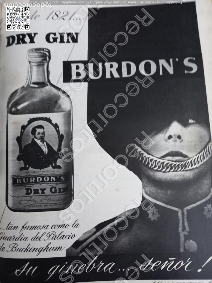 Coleccionismo de revistas y peri&oacute;dicos: 1960 anuncio publicidad ginebra gin burdons