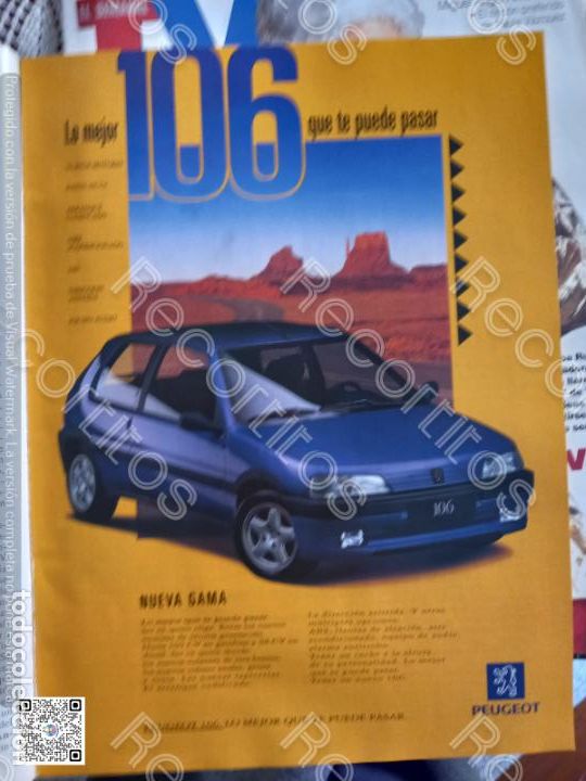 Coleccionismo de Revistas y Peri&oacute;dicos: ANUNCIO PUBLICIDAD peugeot 106