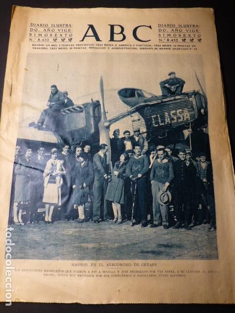 Coleccionismo de Revistas y Peri&oacute;dicos: ABC DIARIO ILUSTRADO 4 DE ENERO DE 1930 AERODROMO DE GETAFE RECEPCIO