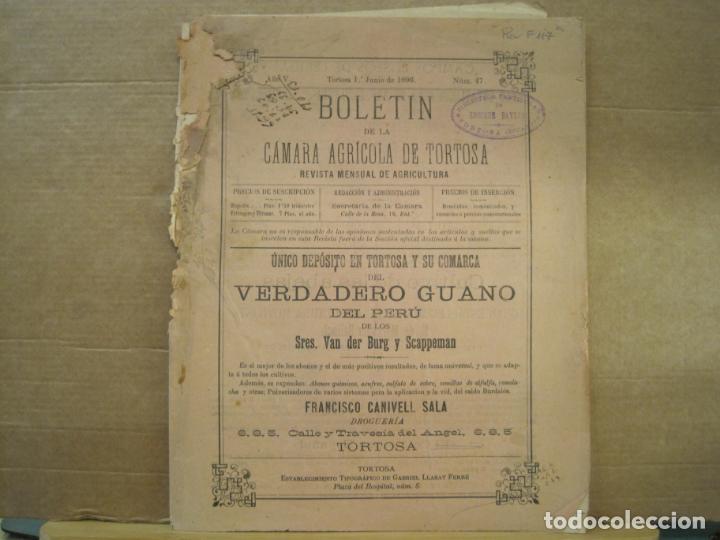 Collection Magazines and Newspapers: BOLETIN DE CAMARA AGRICOLA DE TORTOSA-1 JUNIO 1896-NUMERO 47-REVISTA ANTIGUA-VER FOTOS-(V-23.875)