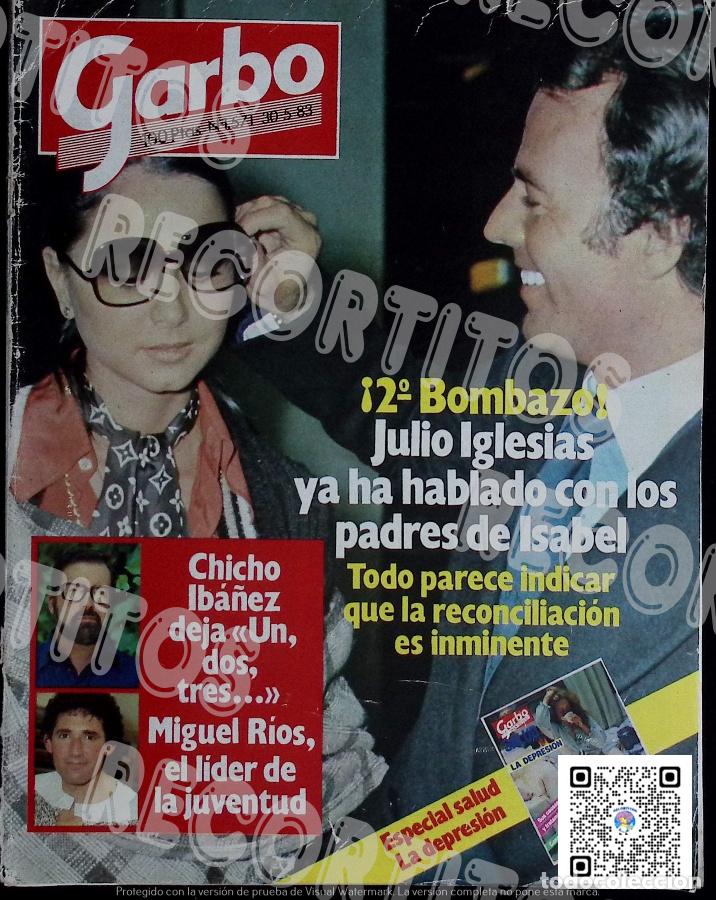 Coleccionismo de Revistas y Peri&oacute;dicos: SCANS JULIO IGLESIAS ISABEL PREYSLER PORTADA