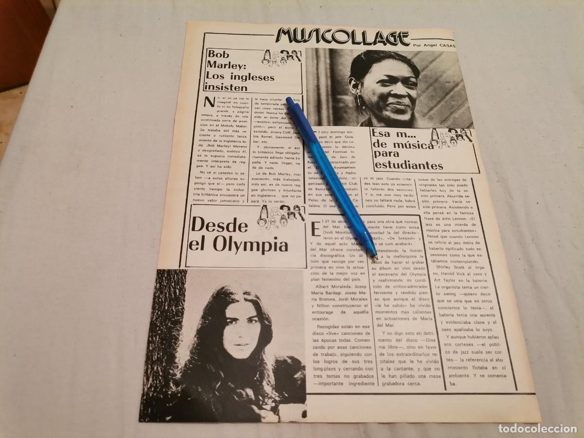 Coleccionismo de Revistas y Peri&oacute;dicos: MARIA DEL MAR BONET, BOB MARLEY RECORTE REVISTA 1975