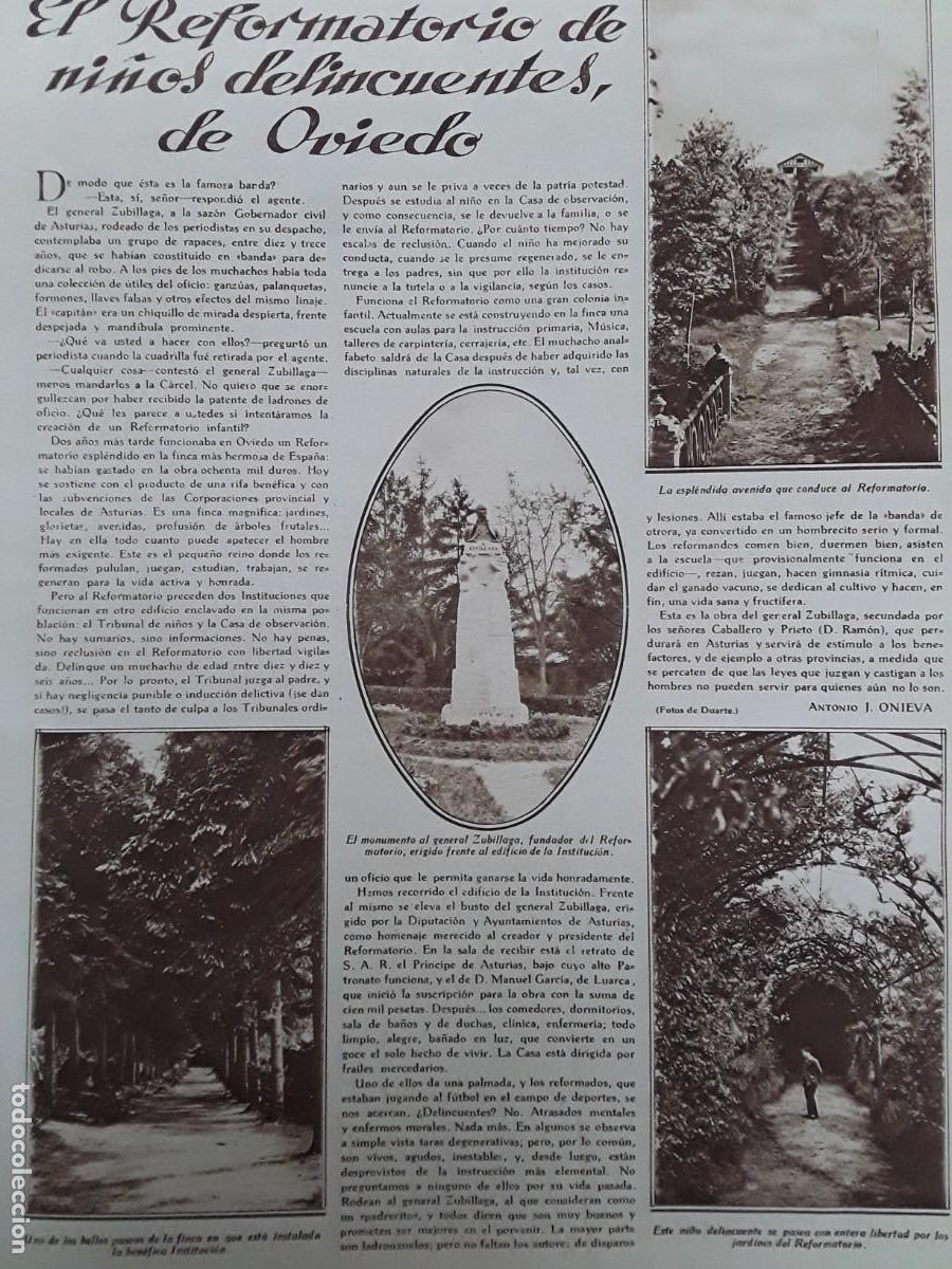 Collection Magazines and Newspapers: REFORMATORIO NI&Ntilde;OS DELINCUENTES OVIEDO GENERAL ZUBILLAGA HOJA REVISTA A&Ntilde;O 1929