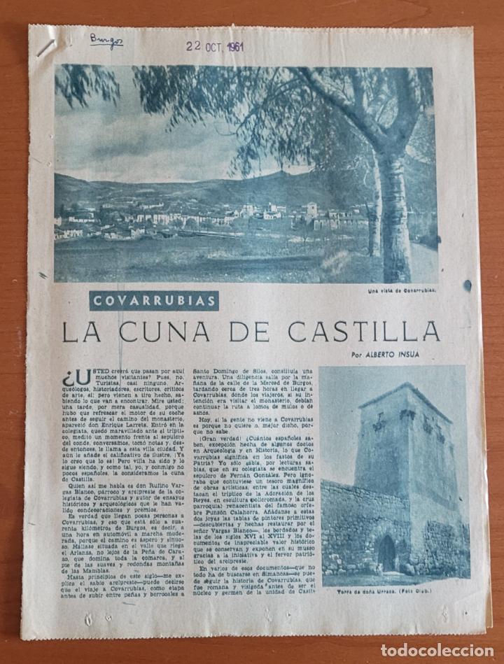 Coleccionismo de Revistas y Peri&oacute;dicos: Recortes ABC 22-10-61 Covarrubias la cuna de Castilla (Burgos)