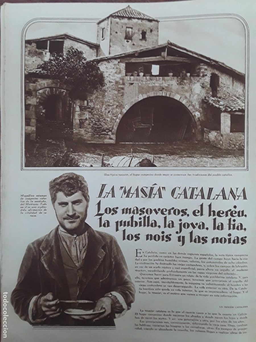 Collezionismo di Riviste e Giornali: LA MASIA CATALANA MASOVEROS HEREU PUBILLA JOVA TIA MOIS NOIAS MONTSENY 2 HOJAS A&Ntilde;O 1929