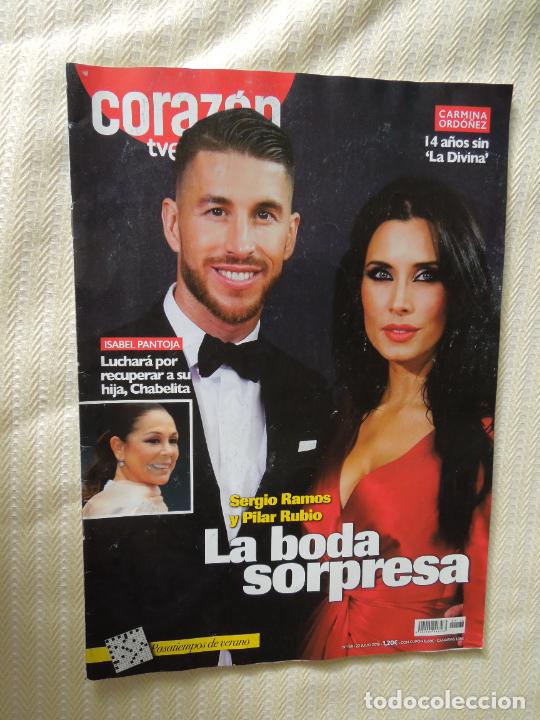 Coleccionismo de Revistas y Peri&oacute;dicos: CORAZON TVE REVISTA N&ordm; 168-07-2018- SERGIO RAMOS Y PILAR RUBIO BODA SORPRESA