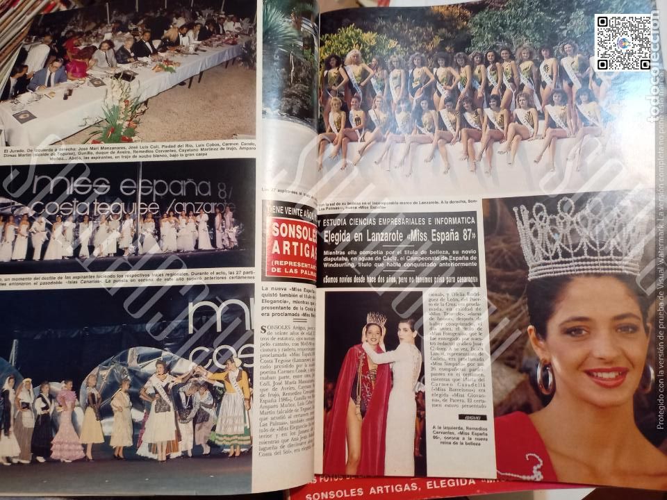 Coleccionismo de Revistas y Peri&oacute;dicos: SONSOLES ARTIGAS MISS ESPA&Ntilde;A REMEDIOS CERVANTES