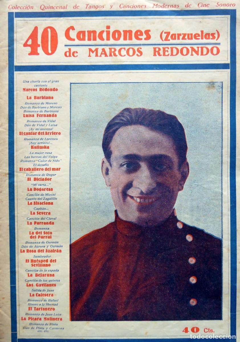 Collection Magazines and Newspapers: DOC-66. MARCOS REDONDO. 40 CANCIONES (ZARZUELAS) A&Ntilde;OS 30.