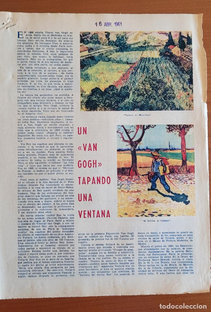 Coleccionismo de Revistas y Peri&oacute;dicos: Recortes ABC 16-4-61 Un Van Gogh tapando una ventana