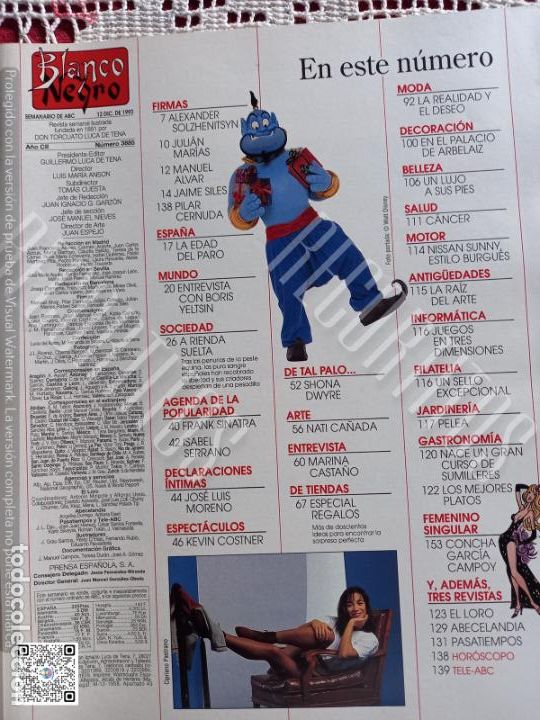 Coleccionismo de Revistas y Peri&oacute;dicos: RECORTE PORTADA ALADDIN ALADIN EL GENIO ISABEL SERRANO