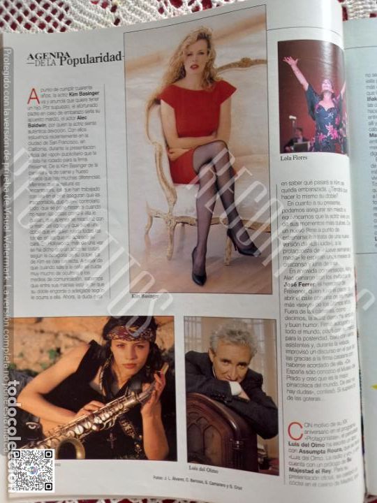 Coleccionismo de revistas y peri&oacute;dicos: LOLA FLORES KIM BASINGER LUIS DEL OLMO ANA ALVAREZ