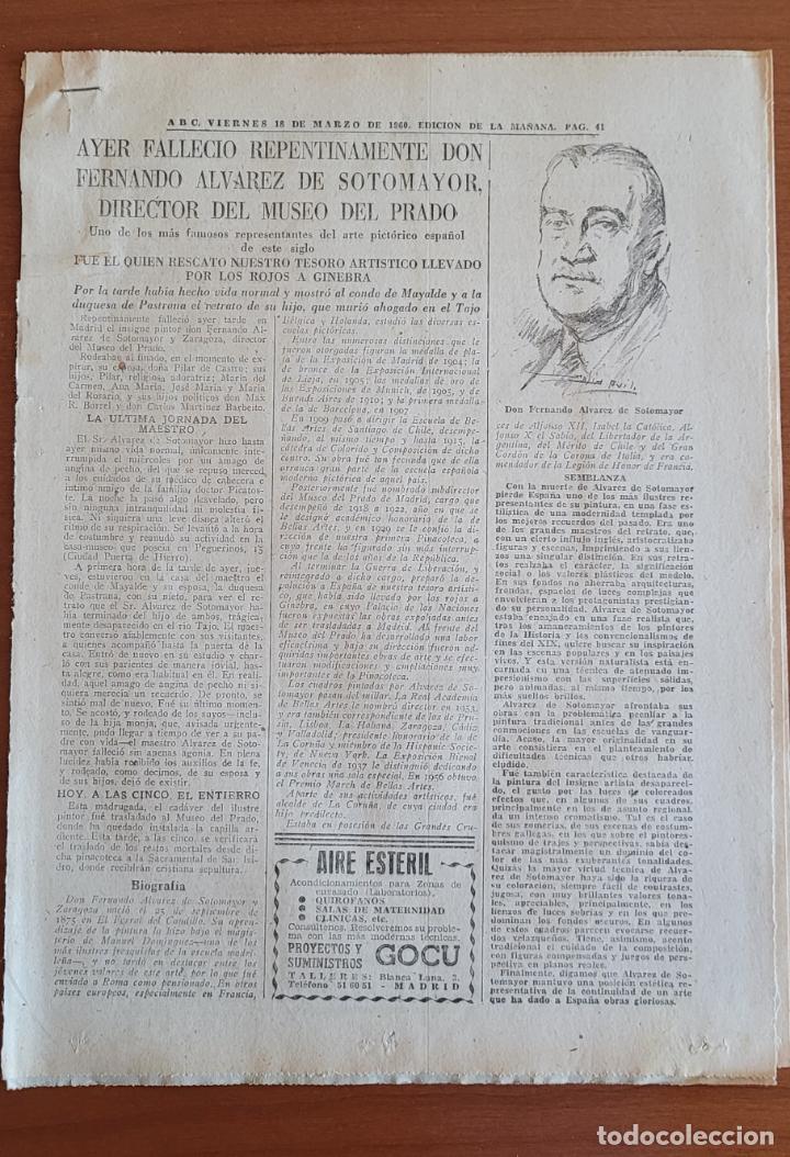 Coleccionismo de Revistas y Peri&oacute;dicos: Recortes ABC 18-3-60 Fallecimiento Fernando &Aacute;lvarez Sotomayor direc Museo del Prado. Furgonetas DKW