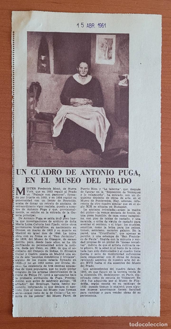 Collection Magazines and Newspapers: Recorte ABC 15-4-61 Un cuadro de Antonio Puga en el Museo del Prado