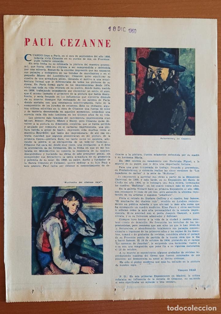 Coleccionismo de Revistas y Peri&oacute;dicos: Recorte ABC 18-12-60 Paul Cezanne