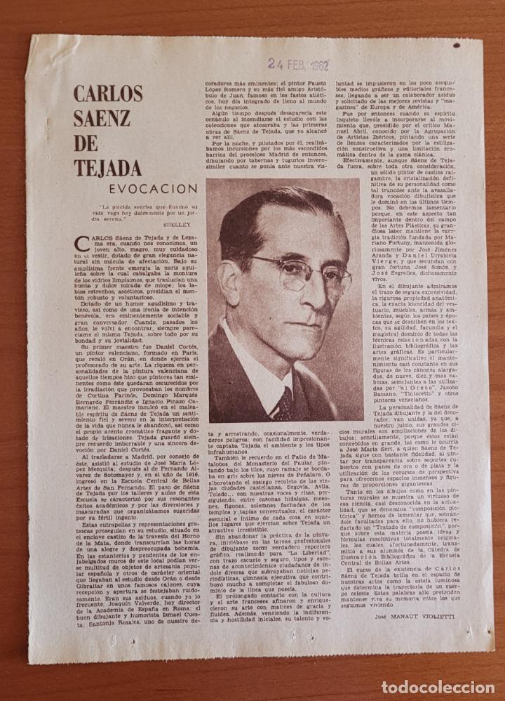 Coleccionismo de Revistas y Peri&oacute;dicos: Recortes ABC 24-2-62 Carlos S&aacute;enz de Tejada