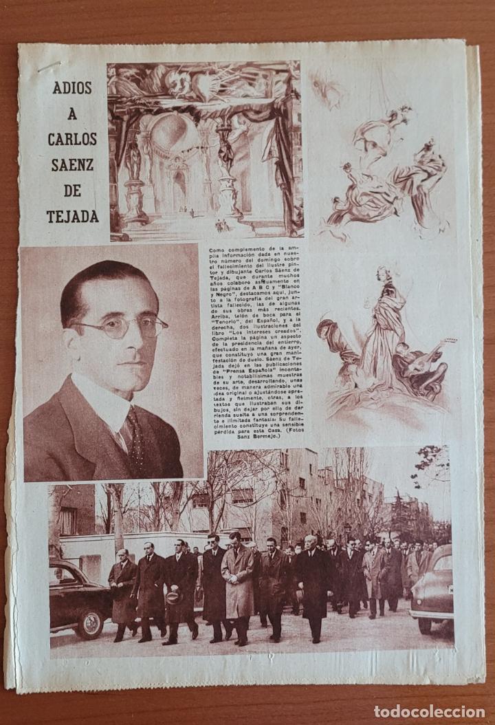 Coleccionismo de Revistas y Peri&oacute;dicos: Recortes ABC 25-2-58 Fallecimiento Carlos S&aacute;enz de Tejada Publicidad pel&iacute;cula &iexcl;El tigre de Chamber&iacute;!